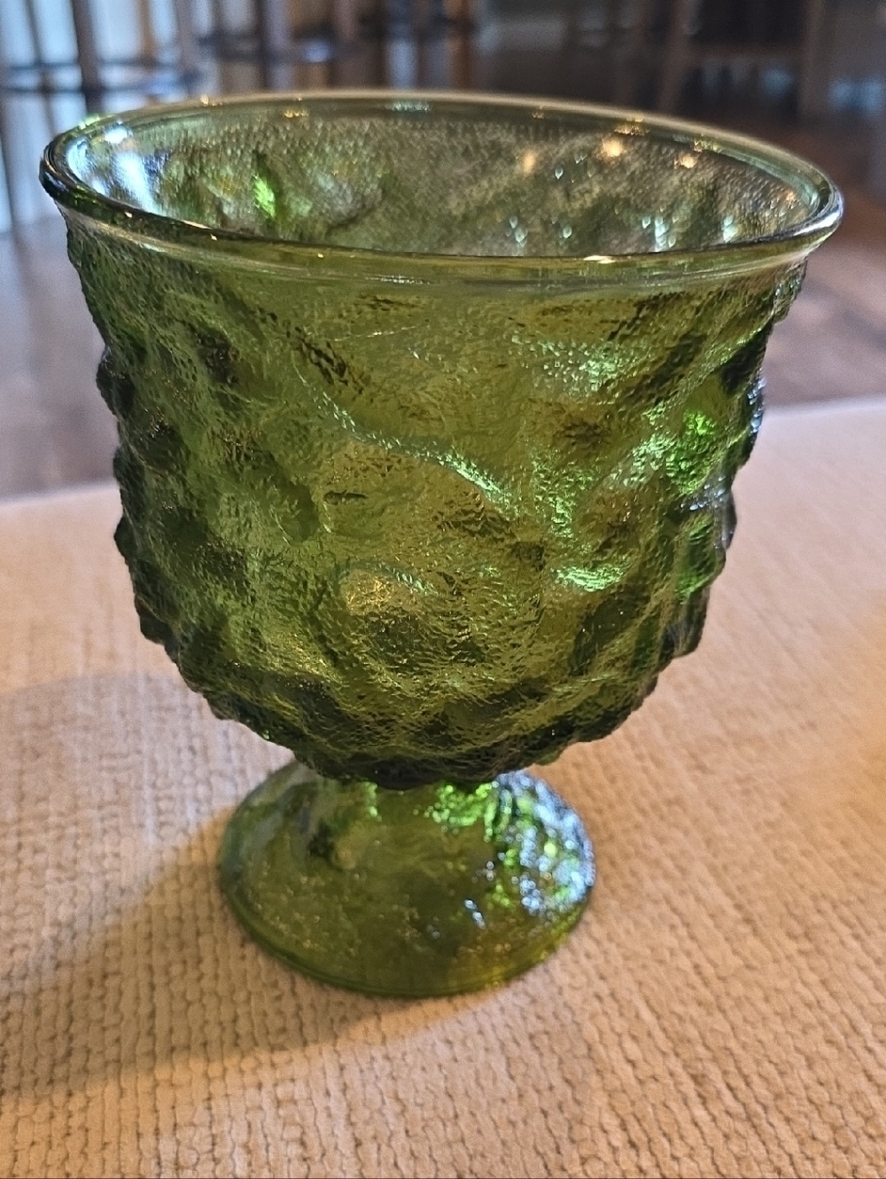 Green Textured Glass Vase - Decorative Home Accent